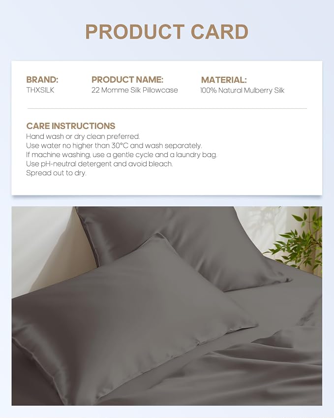 THXSILK 22 Momme Mulberry Silk Pillowcase, 100% Pure Mulberry 6A+ Grade Fibers - Image 8