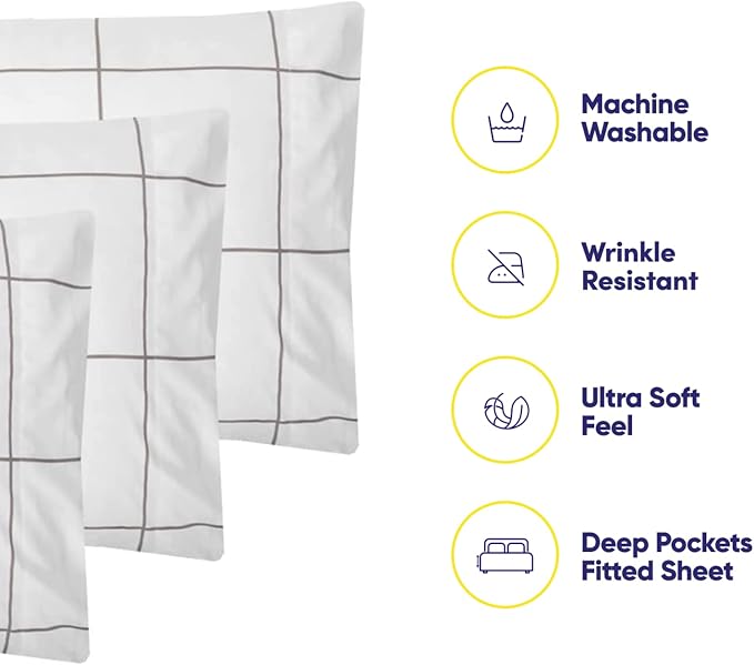Queen Sheets Window Pane White - Image 3