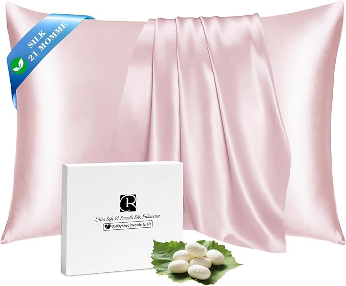 Ravmix Silk Pillow Cases with Zipper, 21momme Mulberry Silk Pillowcase by Ravmix