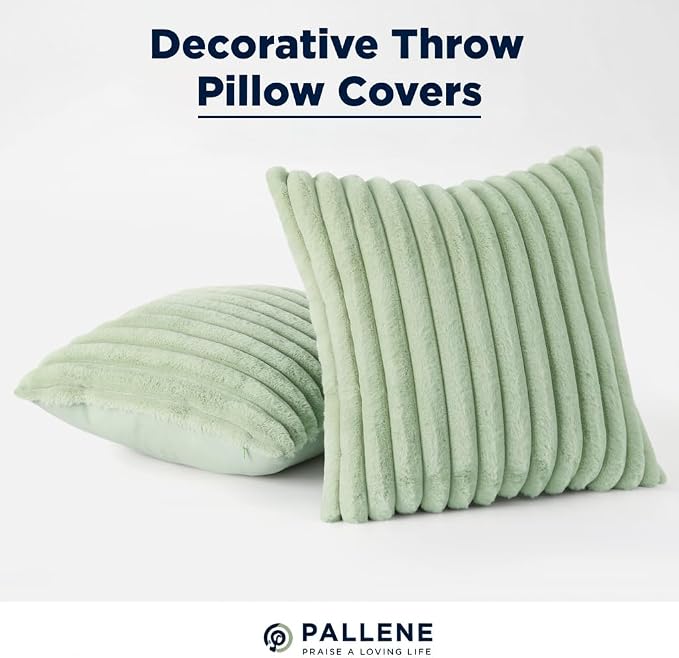 Pallene Faux Fur Plush Throw Pillow Covers 16x16 Set of 2, Luxury Soft Fluffy - Image 7