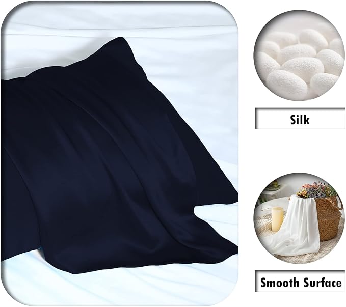 Silk Pillow Cases 2 Pack, Soft Breathable and Sliky Standard Size Pillow Cases - Image 2