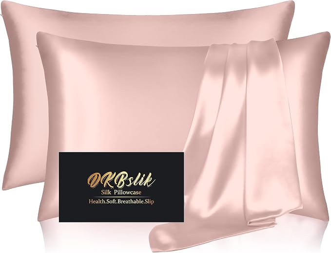 Silk Pillowcase 2 Pack, Natural Mulberry Silk Pillow Case, Anti Acne Silk by HOME