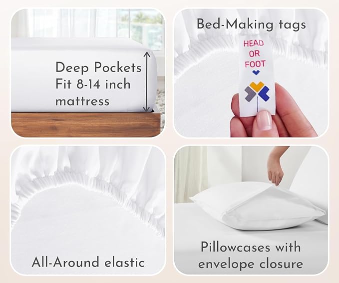 California Design Den 100% Cotton 2-Pack Queen Size Sheet Set - Image 5