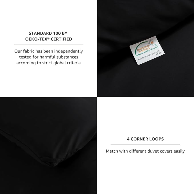 CozyLux California King Comforter Set Black, 3 Pieces Cal King Solid Breathable - Image 5
