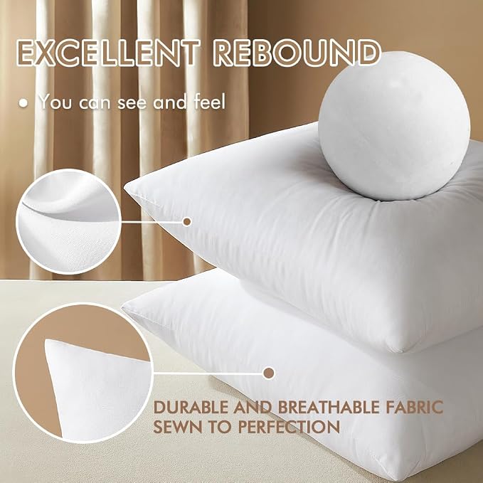 MIULEE 20x20 Inches Pillow Inserts Pack of 2, Decorative Throw Pillow Inserts - Image 3