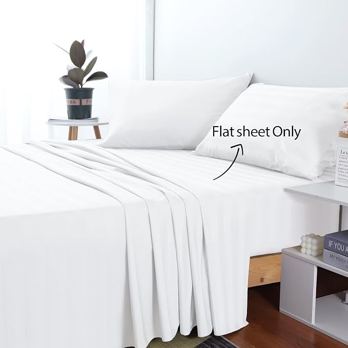 2-Pack Cotton Cal King Flat Sheet Only, 600 Thread Count 100% Egyptian Cotton - Image 2