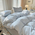 Nayoroom Gingham Duvet Cover Oversized King Blue White Plaid Checkered by Nayoroom