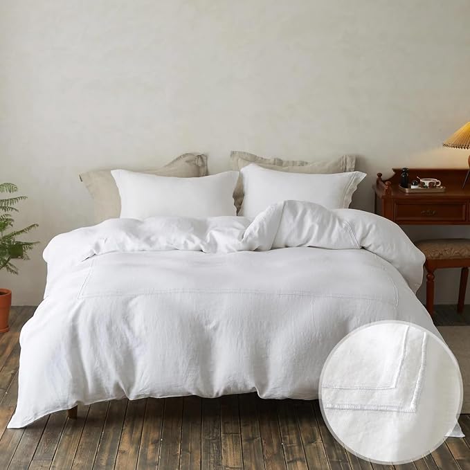 Simple&Opulence 100% Washed Linen Duvet Cover Set 68"x86" - Image 2