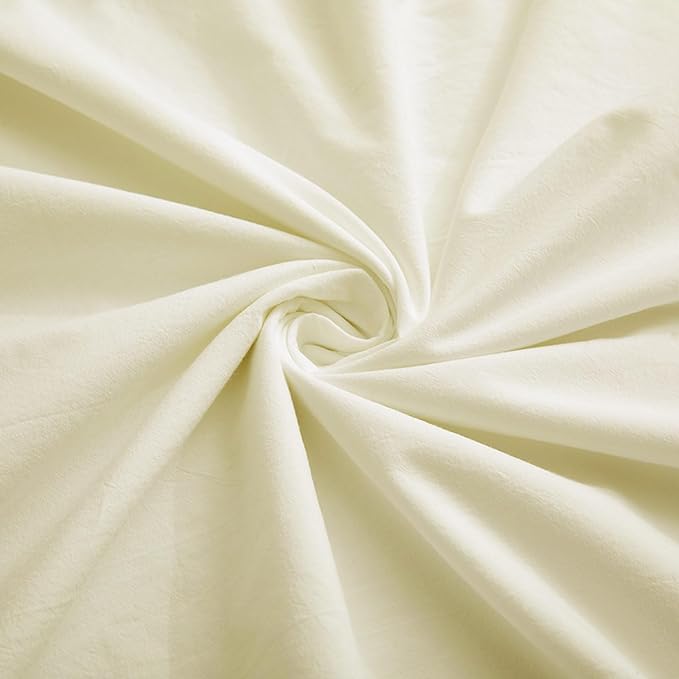 Cream White Cotton Duvet Cover King Size, Linen-Like Natural Bedding Set - Image 6