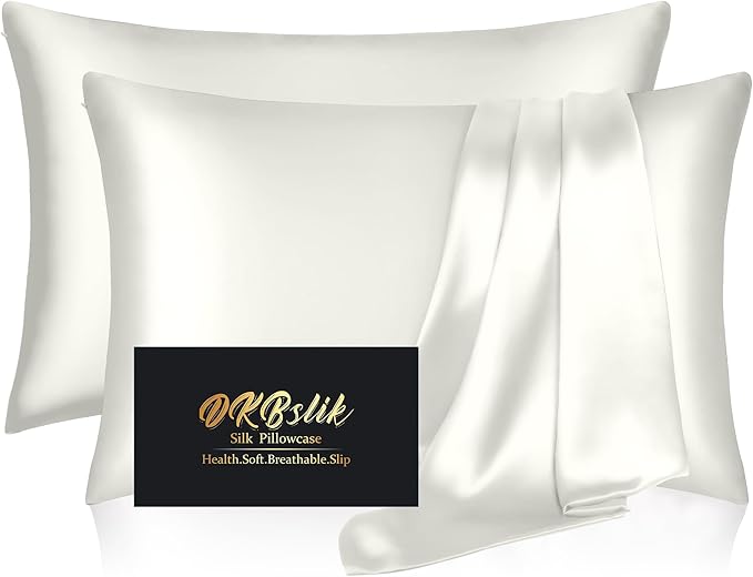 Silk Pillow Cases 2 Pack, Mulberry Silk Pillowcases Standard Set of 2, Anti Acne by HOME