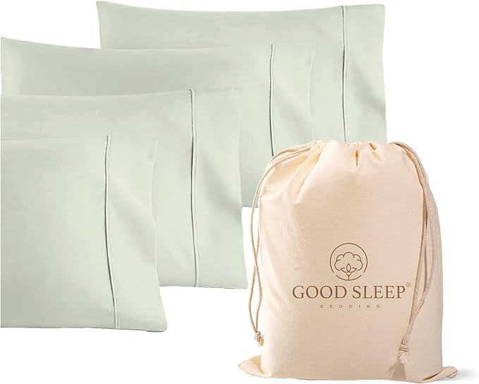 1000 TC Sage Standard Pillowcases Set of 4 100% Egyptian Cotton Pillow Cases by GoodSleepBedding