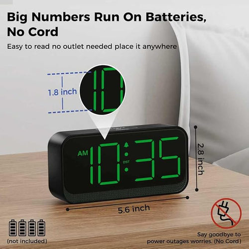 Acedeck Battery Operated Digital Clock: Cordless Small Alarm Clock - Image 2