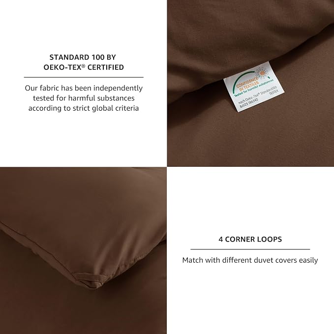 CozyLux California King Comforter Set Brown, 3 Pieces Cal King Solid Breathable - Image 4