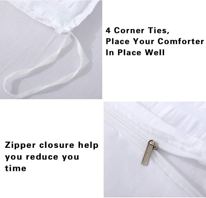 AveLom White Duvet Cover King, 3 Pieces, Seersucker Textured Ultra Soft Washed - Image 5