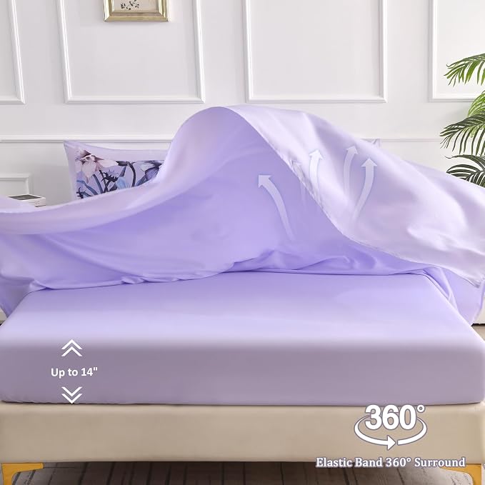Luxudecor Lavender Purple Floral Comforter Set King Size 7 Piece, Flower Bed in - Image 5