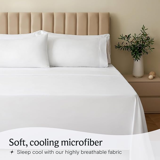LuxClub 4 PC Full Sheet Set, Deep Pockets Wrinkle Free Cooling Bed Sheets Hotel - Image 3