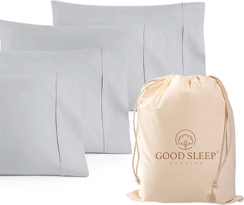 1000 TC Light Gray Standard Pillowcases Set of 4 100% Egyptian Cotton Pillow by GoodSleepBedding