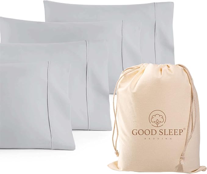 1000 TC Light Gray King Pillowcases Set of 4 100% Egyptian Cotton Pillow Cases by GoodSleepBedding