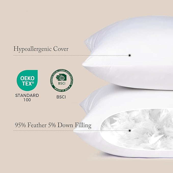 puredown® Feather Down Pillow Inserts, 20x26 Indoor Decorative Pillow Inserts - Image 2