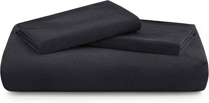 Black Duvet Cover Full Size, 100% Washed Cotton Linen Like Bedding Set - Image 7