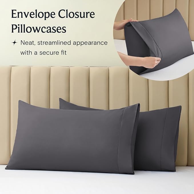 LuxClub 4 PC King Size Sheet Set Sheets Deep Pockets 18" Wrinkle Free Cooling - Image 7