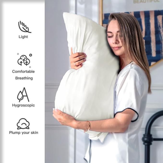 Silk Pillow Cases 2 Pack, Soft Breathable and Sliky Queen Size Pillow Cases Set - Image 3