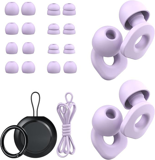 2 Pairs of Earplugs for Sleeping, Reusable Hearing Protection Ear Plugs by LOETRUY