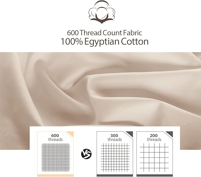 California King Size Fitted Sheet Only Beige, 100% Egyptian Cotton 600 Thread - Image 2