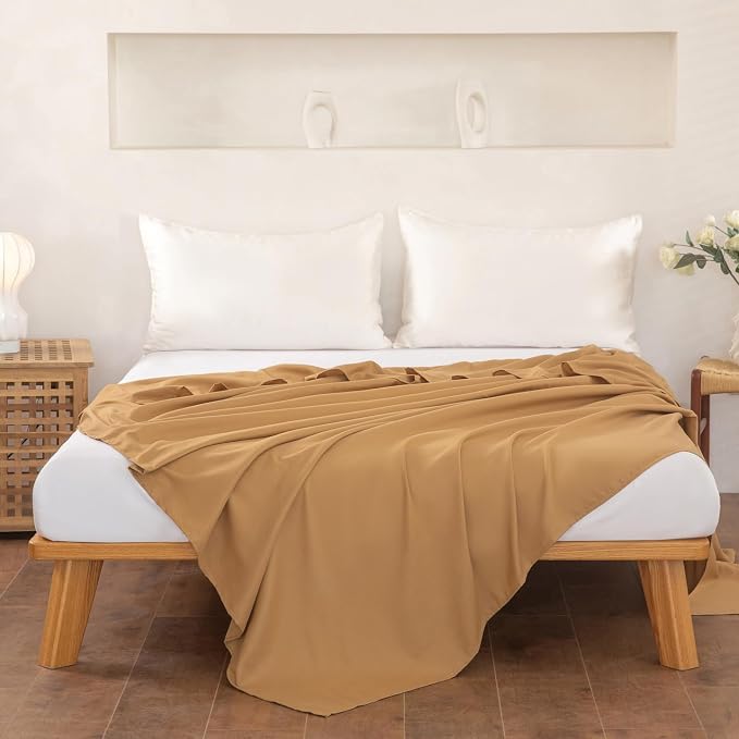 Full Flat Sheet Only， 80x96Inch Light Brown - Image 2