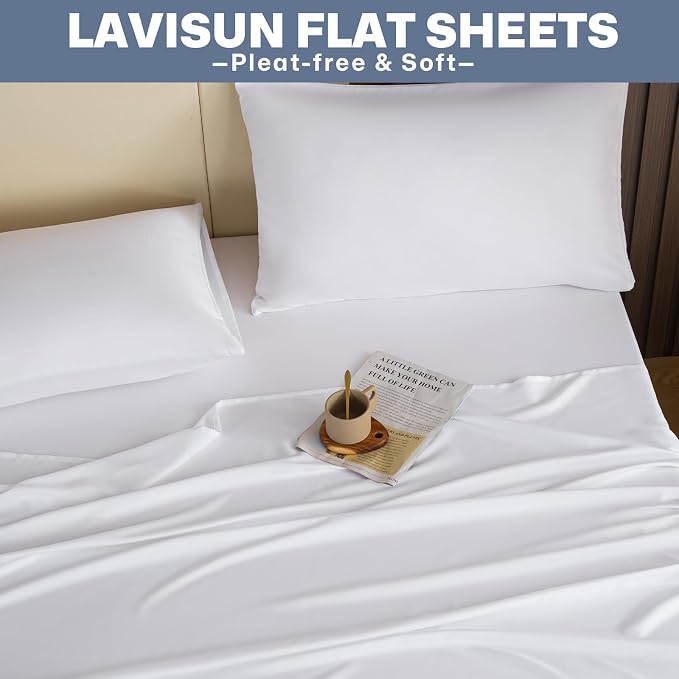 Lavisun Full Flat Sheets 6 Pack, Soft & Breathable Bulk Sheets - Image 7