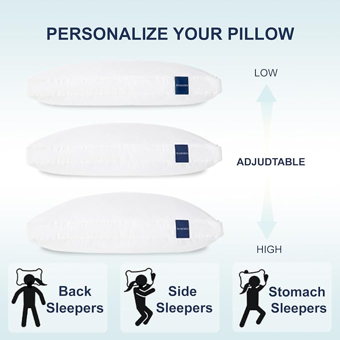 ACCURATEX Pillows Queen Size Set of 2, Hybrid Shredded Memory Foam Pillow - Image 4