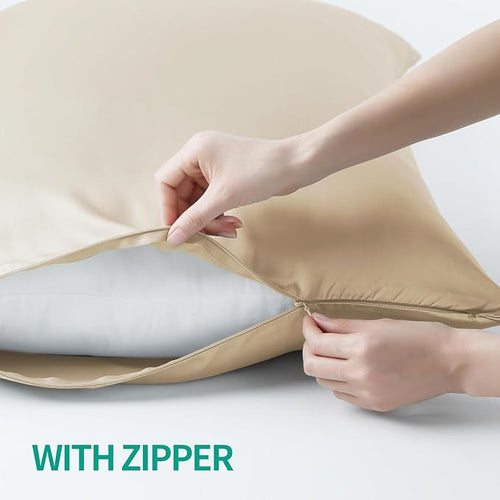 4-Pack Bamboo Viscose Zippered Pillow Cases Standard Size, 400 Thread Count - Image 2