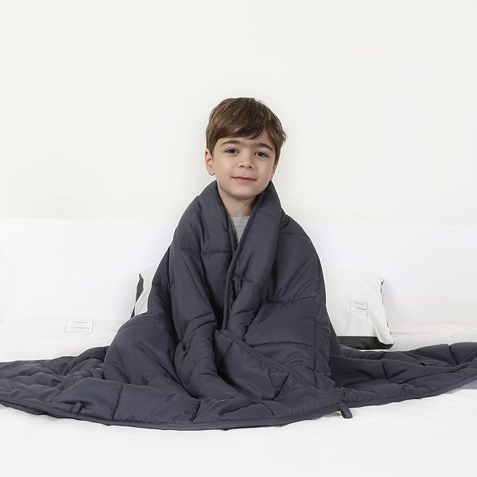 Weighted Blanket 7lbs Twin Size Dark Grey 41"x60" Weighted Blankets Heavy by PRETTY+NIGHT