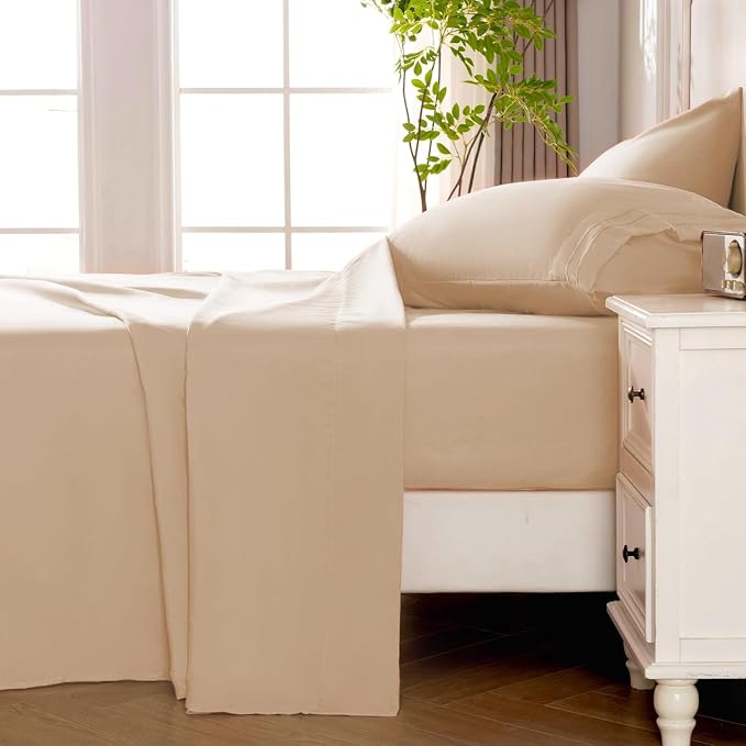 ROSE&RISY Khaki Twin Sheet Set, 3 Pieces Soft Bedding Twin Sheet Set, - Image 3