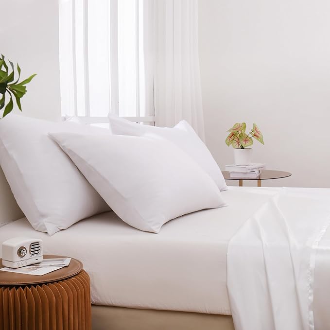 White Pillowcases Queen 4 Pack, 20x30 Pillow Cases - Image 2