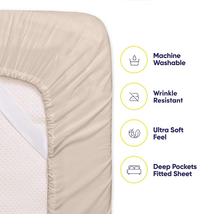 Queen Sheets Beige - Image 3