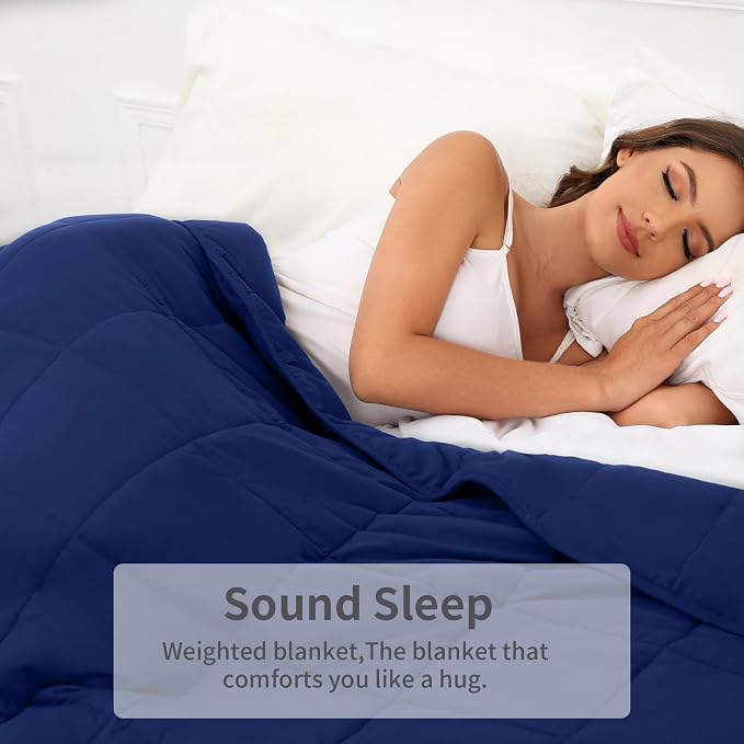 Weighted Blanket 41''x60''x7lbs Weighted Blankets NavyBlue heavey Blanket - Image 2