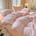 Nayoroom Gingham Duvet Cover King Size Pink White Plaid Checkered Comforter by Nayoroom