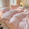 Nayoroom Gingham Duvet Cover Full Size Pink White Plaid Checkered Comforter by Nayoroom