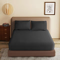 100% Egyptian Cotton Fitted Sheet Twin Size Black, 600 Thread Count, 8-16" Deep by ZaizaiHome