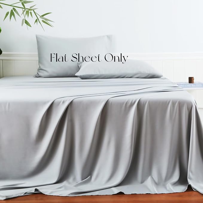 Bamboo Viscose Flat Sheets Only, 400 Thread Count Sateen Weave TwinXL Size Flat - Image 2