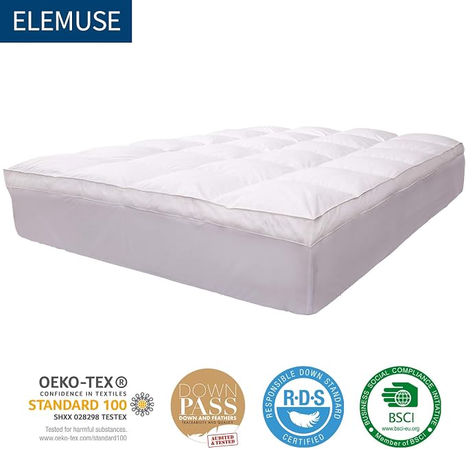 ELEMUSE King Size Extra Thick Fusion Goose Down Feather Filled Mattress Topper - Image 6