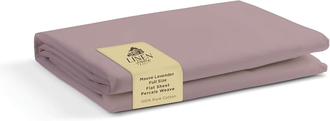 Linen Home 100% Cotton Percale 1 Flat Sheet, Full Size by LINENHOME