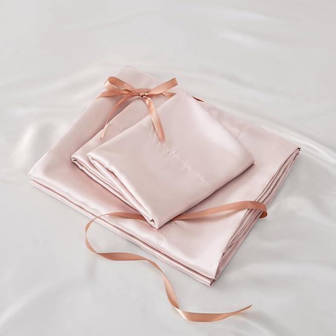 BEDELITE King Size Sheets Set, Luxury Soft Pink Satin Sheets - Image 7
