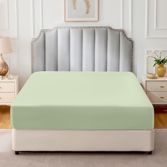 FreshCulture Pure Cotton Fitted Sheets Full Size, 300 Thread Count Percale - Image 2