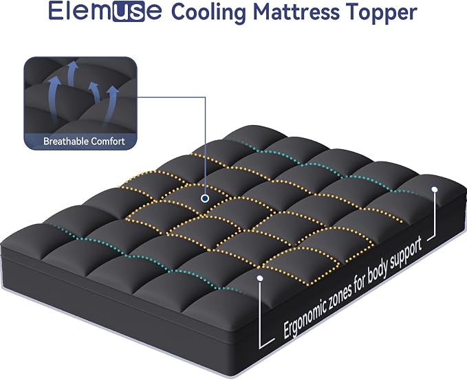 ELEMUSE Cal King Black Mattress Topper - Image 2