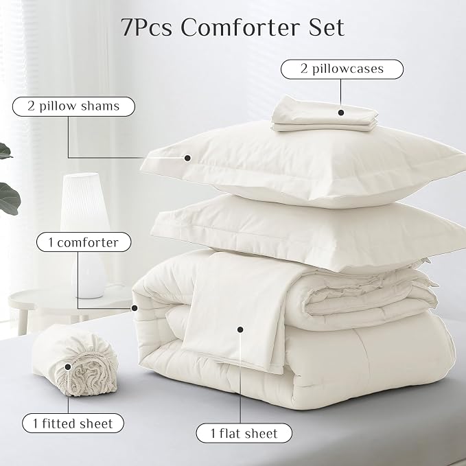 JOLLYVOGUE Full Comforter Set, Ultra-Soft Bed in a Bag Full Size 7 Pieces - Image 5