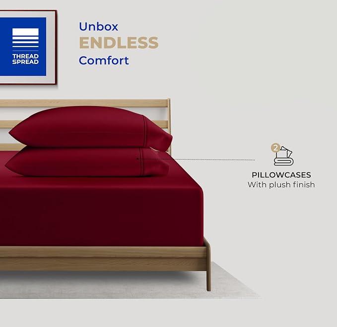 Thread Spread 100% Cotton Pillow Cases Queen Size Set of 2 - Image 3