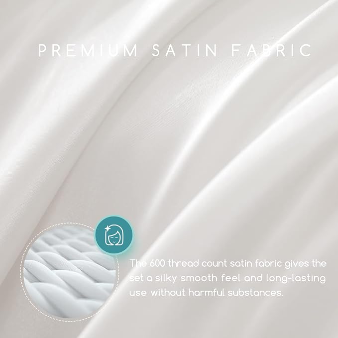 MR&HM Satin Bed Sheets, Twin XL Size Sheets Set - Image 2