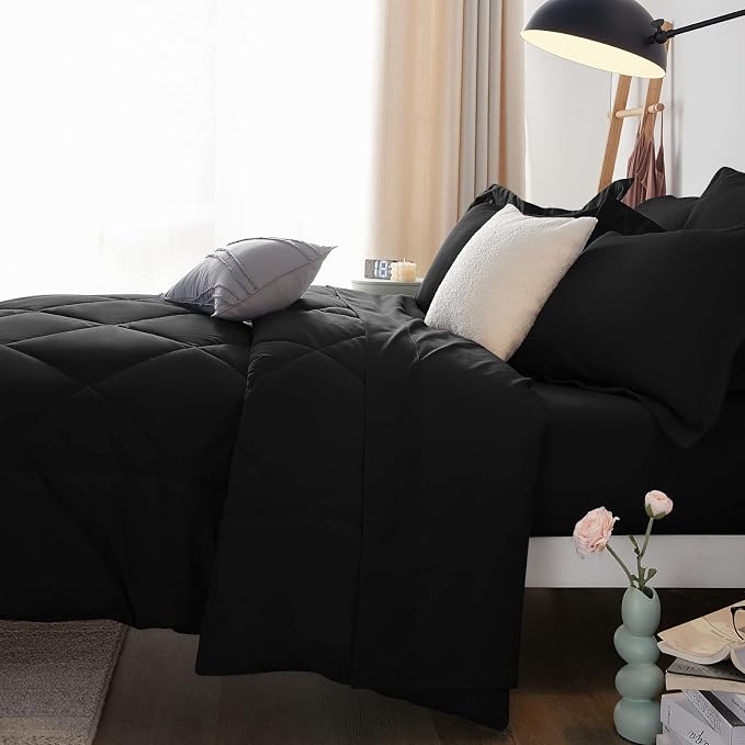 CozyLux California King Comforter Set Black - Image 9